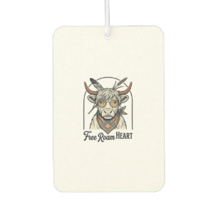 Highland-Kuh-Shirt Freier Geist Vintage-Gravur A Autolufterfrischer