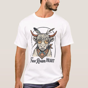 Highland-Kuh-Shirt Freigeist Vintage-Gravur A T-Shirt