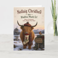 Highland-Kuh-Socken-Gaelic-Weihnachtskarte