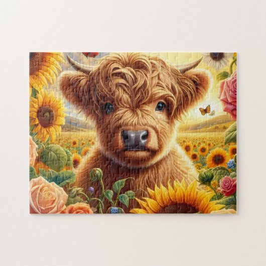 Highland-Kuh-Sonnenblume Puzzle (Horizontal)