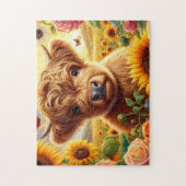 Highland-Kuh-Sonnenblume Puzzle (Vertikal)