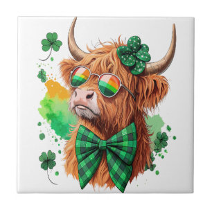 Highland-Kuh St. Patrick’s Png, Glückskuh Fliese