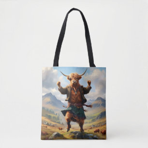 Highland-Kuh tanzt Highland Fling, Tasche