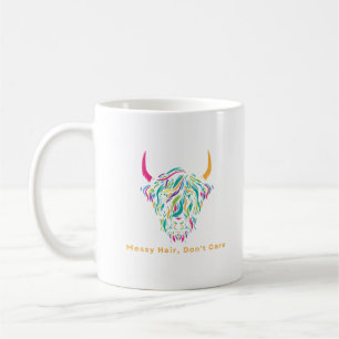 Highland-Kuh Unordentliches Haar Ist Egal Farbig Kaffeetasse