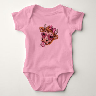 Highland-Kuh Valentine Coquette Valentinstag Baby Strampler