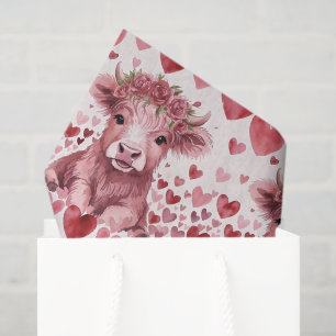 Highland-Kuh-Valentinstag-Rosa-Rosen-Tissue-Papier Seidenpapier