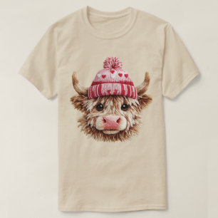 Highland-Kuh Valentinstag Süße Liebeskuh mit Herze T-Shirt