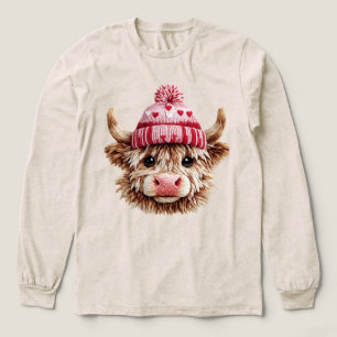 Highland-Kuh Valentinstag Süße Liebeskuh mit Herze Tri-Blend Shirt
