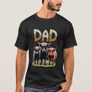 Highland-Kuh-VATER Lustiges Farmleben-Design T-Shirt