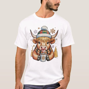 Highland-Kuh-Weihnachten Fluffig Mollig Süß Gold W T-Shirt