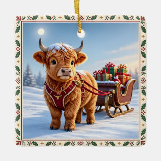 Highland-Kuh Weihnachten Keramikornament