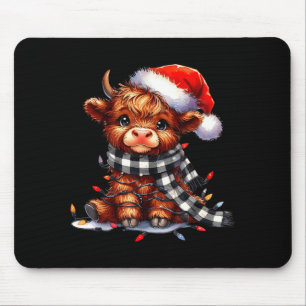 Highland-Kuh Weihnachten Santa-Hut Mooey Xmas Färs Mousepad