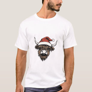 Highland-Kuh Weihnachten Xmas Santa Wollige Farm T-Shirt