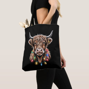 Highland-Kuh-Weihnachtslichter Feiertags Festlich  Tasche
