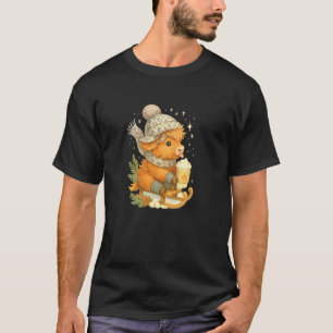 Highland-Kuh Winter-Schlitten & Heiße Schokolade S T-Shirt