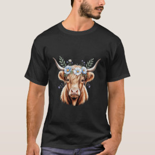 Highland-Kuh Zottiges Haar Rustikales Farmtier Ins T-Shirt