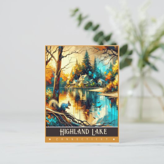 Highland Lake, Connecticut | Vintage Malerei Postkarte (Stehend Vorderseite)