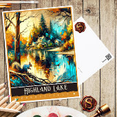 Highland Lake, Connecticut | Vintage Malerei Postkarte