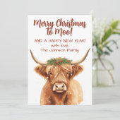 Highland Miniature Cow Festive Christmas Greenery Karte (Stehend Vorderseite)