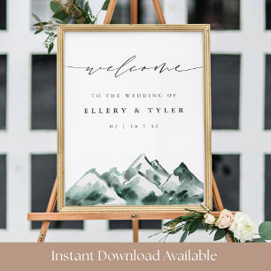 Highland Mountain Hochzeit Druckbare Willkommens Poster