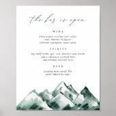 Highland | Mountain Hochzeitsbar-Menü-Schild Poster (Vorne)