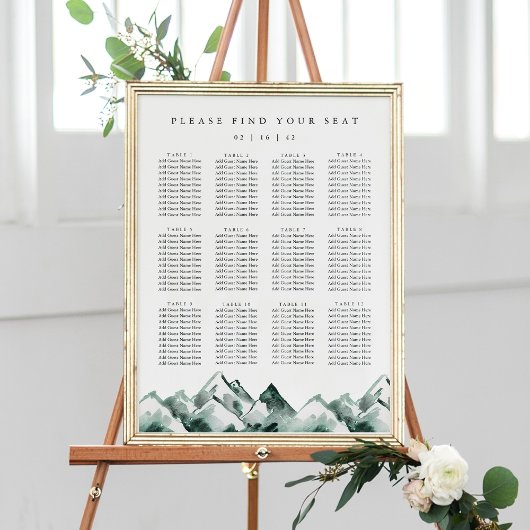 Highland Printable Mountain Wedding Seating Chart Poster