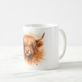 Highland-Rind - Aquarell-Tiere Kaffeetasse (VorderseiteRechts)