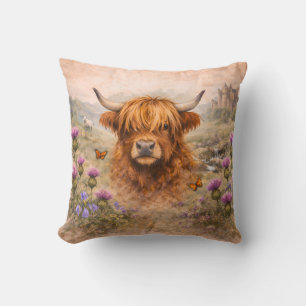 Highland-Rind - Aquarell-Tiere Kissen