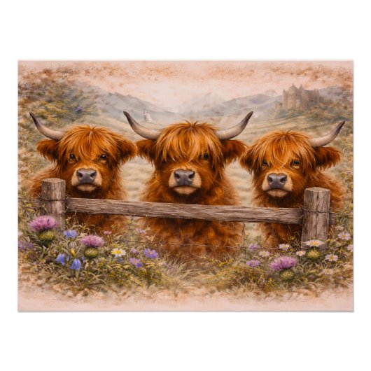 Highland-Rind - Aquarell-Tiere Poster (Vorderseite)