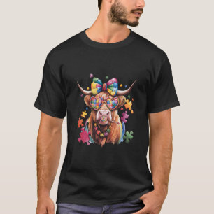 Highland-Rind-Autismus-Bewusstsein T-Shirt