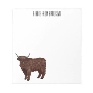 Highland-Rind Cartoon-Illustration  Notizblock