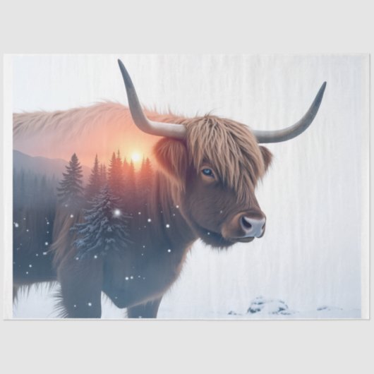 Highland-Rind-Doppelbelichtung Seidenpapier (Vorderseite)