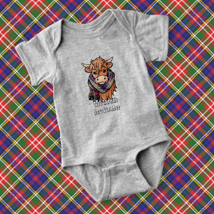 Highland-Rind mit Christie-Tartan-Schal Baby Strampler