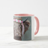 Highland-Rind mit rosa-weißer Krone Tasse (VorderseiteRechts)
