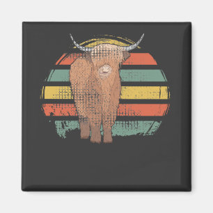 Highland-Rind Retro Magnet