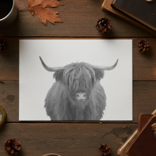 Highland-Rind Schottland rustikal Schwarz Weiß Seidenpapier