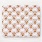 Highland-Rinder Pink Blumen Wasserfarbe Trendy Mousepad (Vorne)