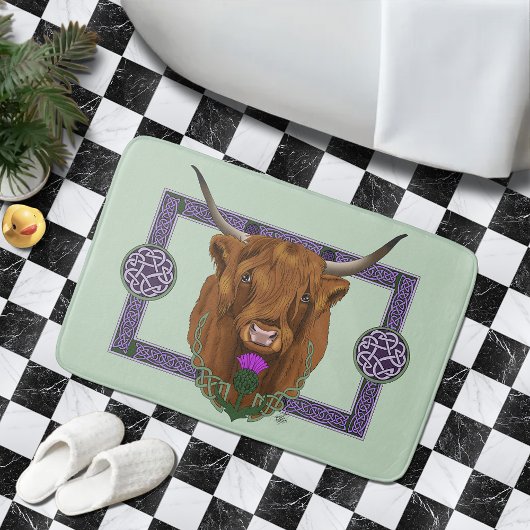 Highland Scottish Cow Lila Celtic Knot Work Badematte