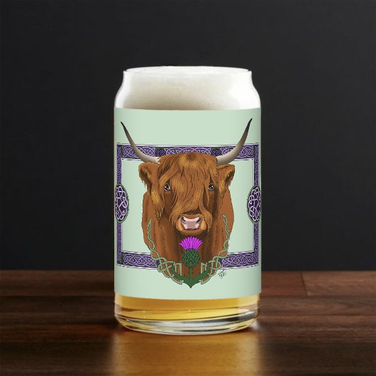 Highland Scottish Cow Lila Celtic Knot Work Dosenglas