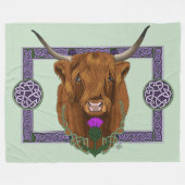 Highland Scottish Cow Lila Celtic Knot Work Fleecedecke (Vorderseite (Horizontal))