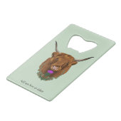 Highland Scottish Cow Lila Celtic Knot Work Geldbeutel Flaschenöffner (Vorderseite Schrägansicht)