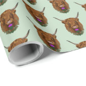 Highland Scottish Cow Lila Celtic Knot Work Geschenkpapier (Rolleneckpunkt)