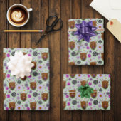 Highland Scottish Cow Lila Celtic Knot Work Geschenkpapier Set