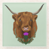 Highland Scottish Cow Lila Celtic Knot Work Glasuntersetzer (Vorderseite)