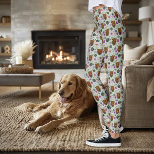Highland Scottish Cow Lila Celtic Knot Work Leggings