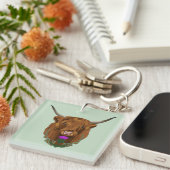 Highland Scottish Cow Lila Celtic Knot Work Schlüsselanhänger (Vorderseite rechts)