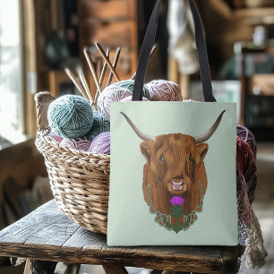 Highland Scottish Cow Lila Celtic Knot Work Tasche