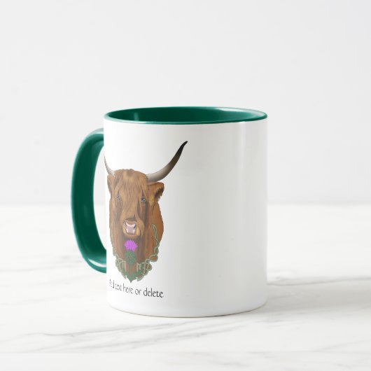Highland Scottish Cow Lila Celtic Knot Work Tasse (Vorderseite Links)