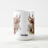 Highland Scottish Cow mit Blume, anpassbar Kaffeetasse (Mittel)