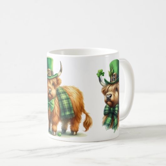 Highland Scottish Kuh St. Patrick's Day lustiges G Kaffeetasse (VorderseiteRechts)